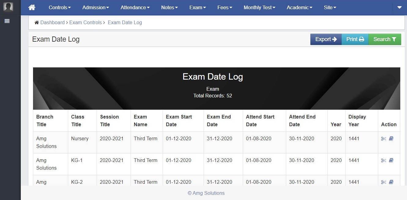 Exam Date Log